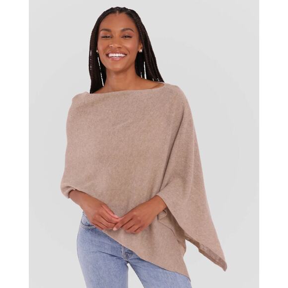 Alashan 100% Cashmere Draped Dress Topper Poncho Lightweight Soft & Cozy Tan NWT - Picture 16 of 16